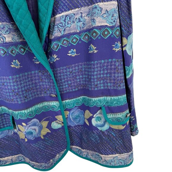 Ali Miles Vintage Purple Green Floral Jacket Y2K Fairy Cottage Womens Size 16 - Picture 3 of 6